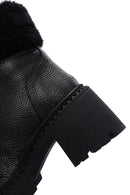 Women's Black Short Heeled Leather Boots | Derimod