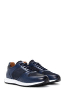 Men's Navy Blue Leather Sneaker | Derimod