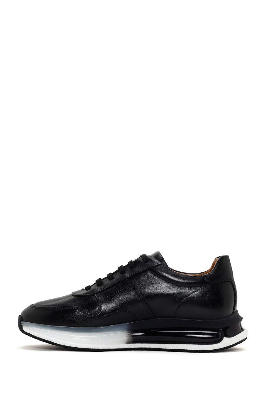 Men's Black Thick Sole Lace Up Leather Sneaker