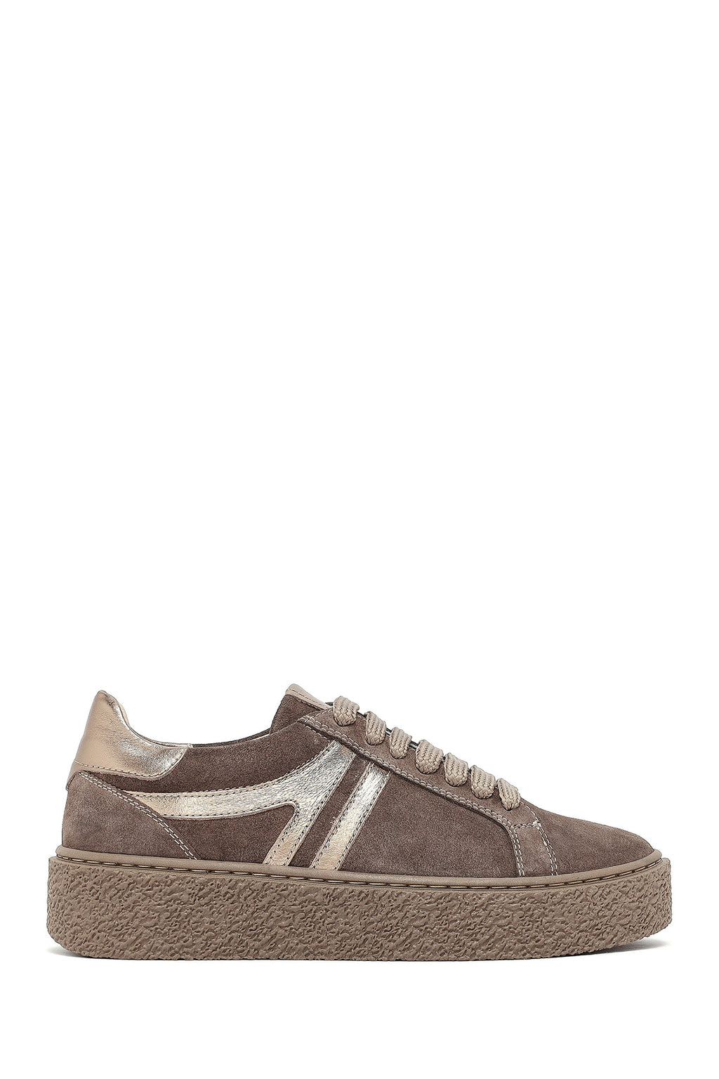 Kadın Vizon Bağcıklı Süet Deri Sneaker