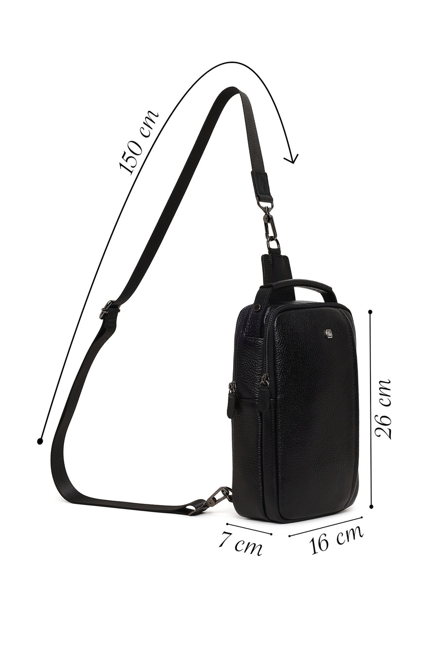 Male Black Leather Mini Crossbody Bag