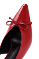 Women's Red Open Back Thin Heel Patent Leather Shoes | Derimod