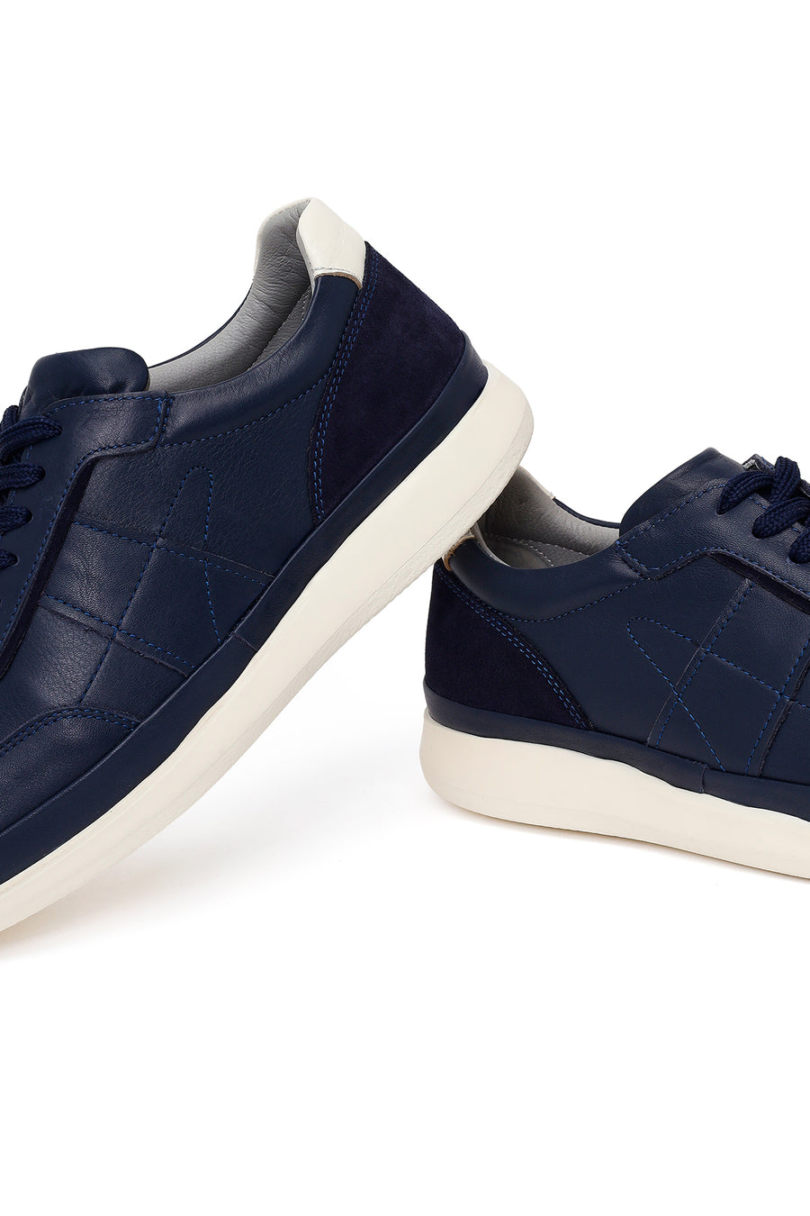 Male Navy Lace-up Leather Casual Sneaker
