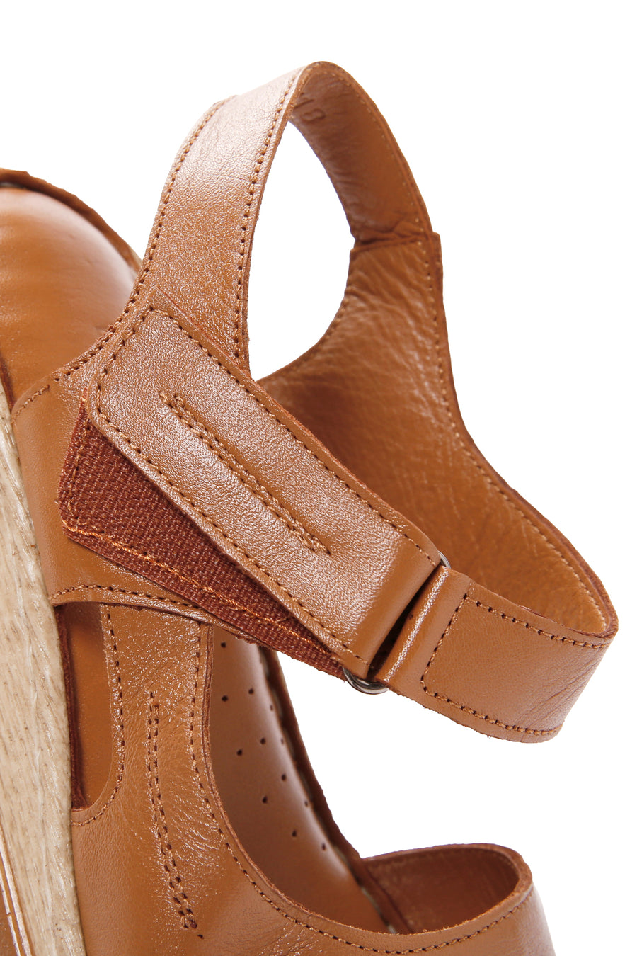 Women's Tan Thick Soled Leather Comfort Sandals with Ankle Strap