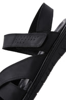 Men's Black Nubuck Leather Sandals | Derimod