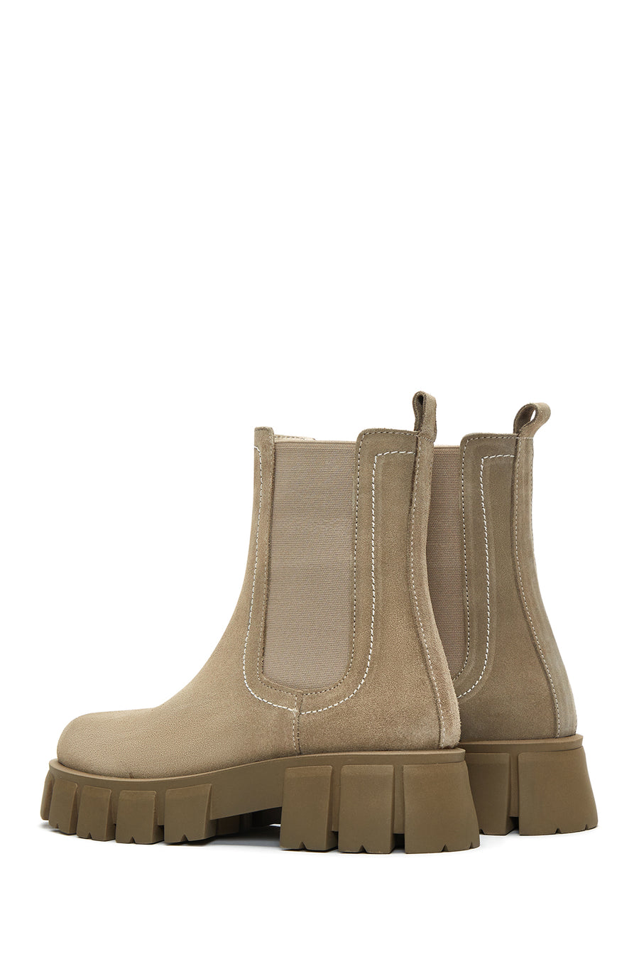 Women's Beige Suede Leather Chelsea Boots