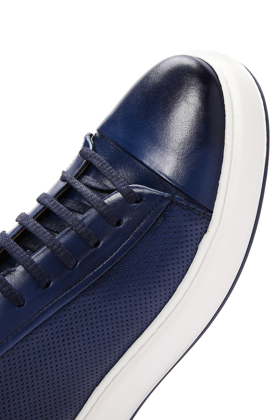 Erkek Lacivert Deri Kalın Tabanlı Sneaker