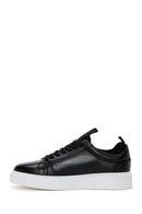 Men's Black Leather Thick Sole Sneaker with Socks | Derimod