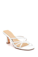 Women's White Printed Heeled Slippers | Derimod