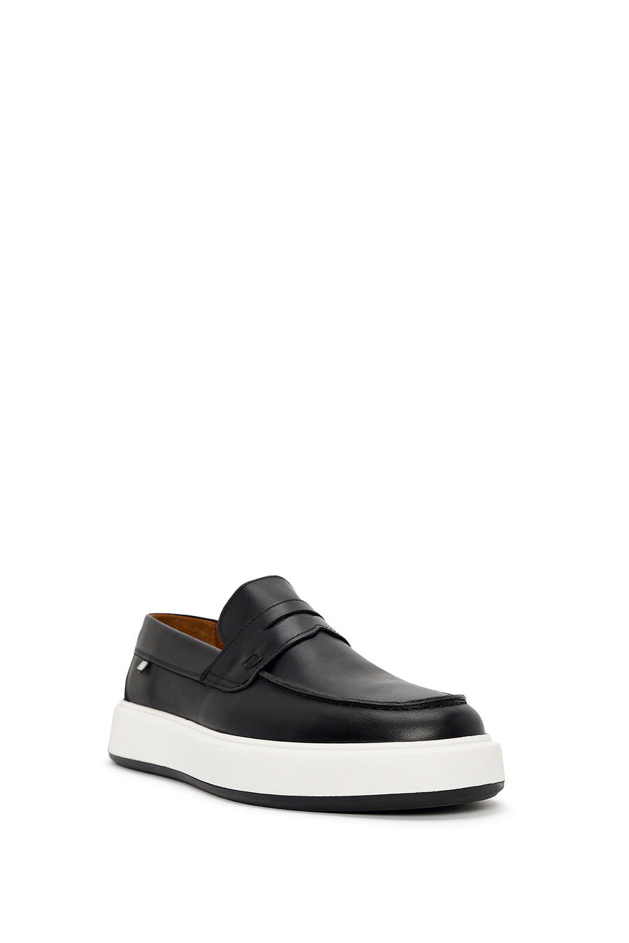 Men's Black Thick-Soled Leather Casual Loafer