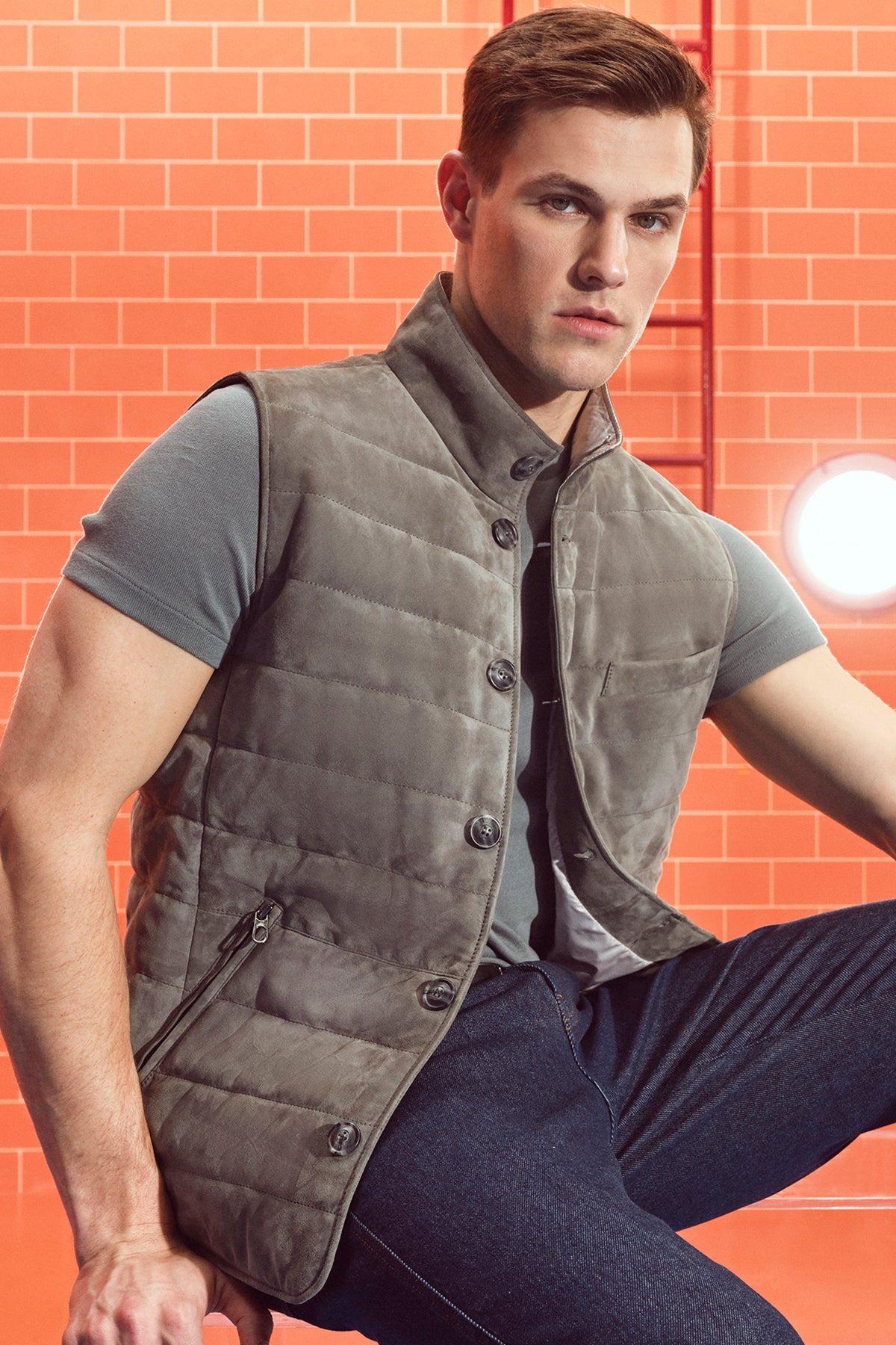 Isko Men's Gray Suede Leather Vest 24SGD652010 | Derimod