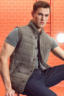 Isko Men's Gray Suede Leather Vest | Derimod