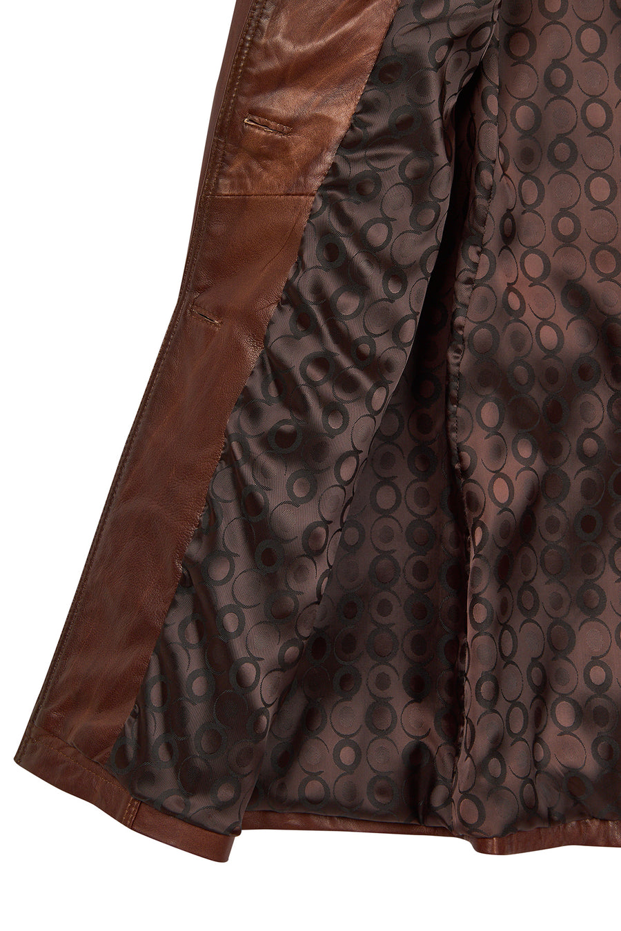 Rhoda(Plus) Woman Brown Loose-Fit Fur-Collar Leather Coat