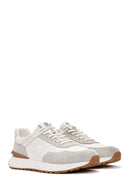 Men's White Lace-up Thick-Sole Leather Casual Sneaker | Derimod