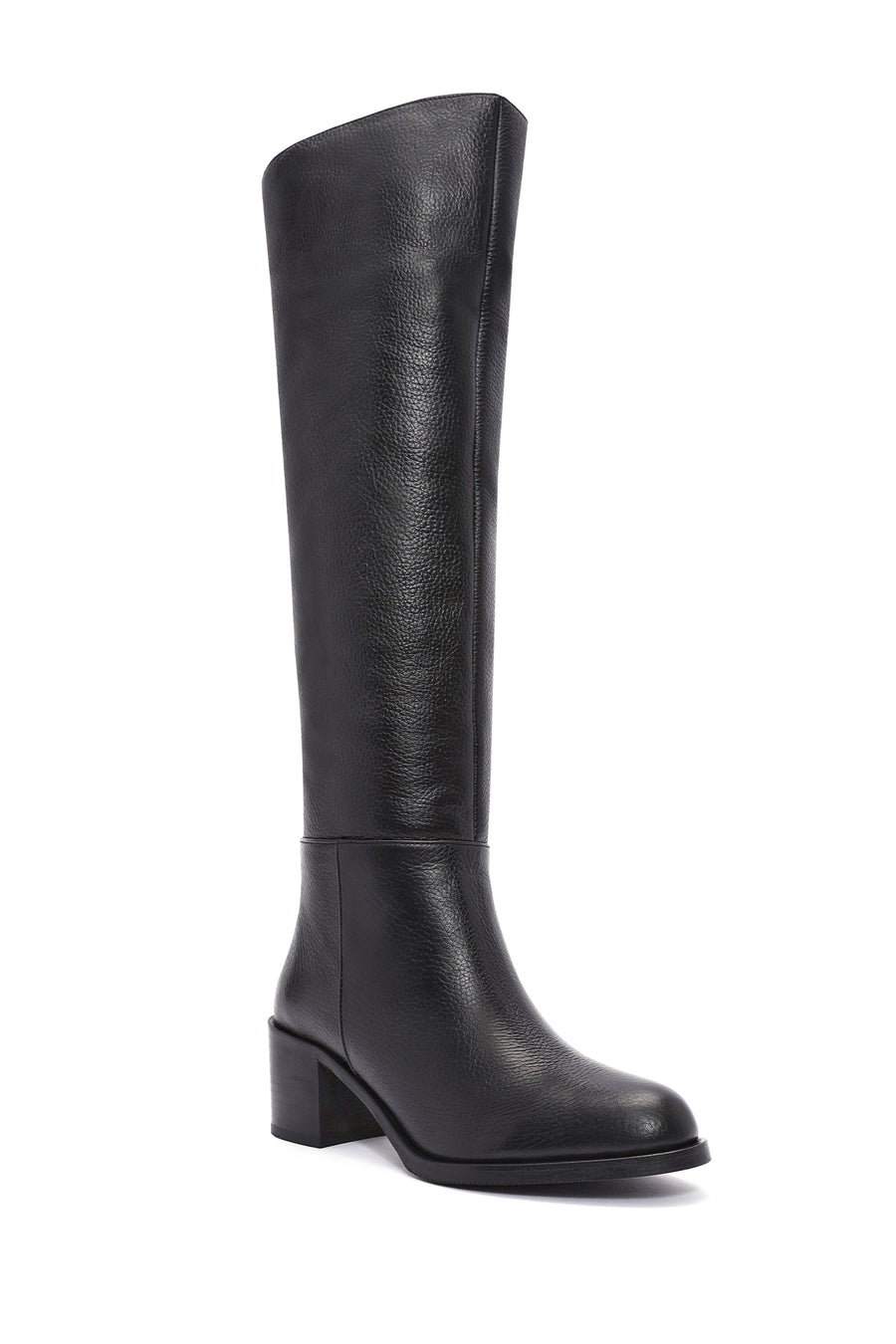 Women's Black Thick Heel Leather Boots