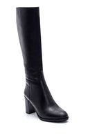 Women's Leather Zippered Heeled Boots | Derimod