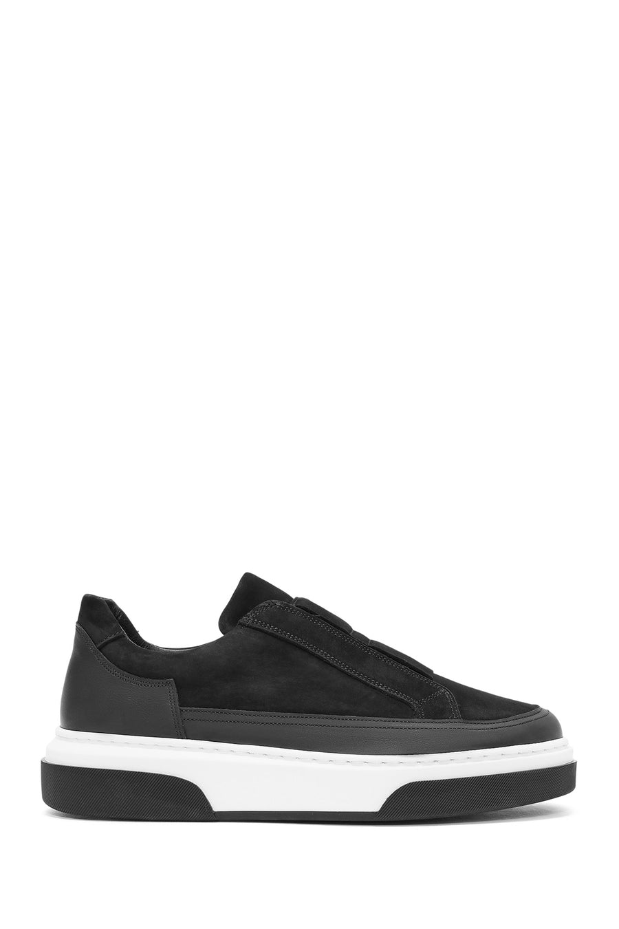 Erkek Siyah Süet Kalın Tabanlı Deri Sneaker 24WFD641310 | Derimod