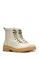 Women's Cream Leather Boots | Derimod