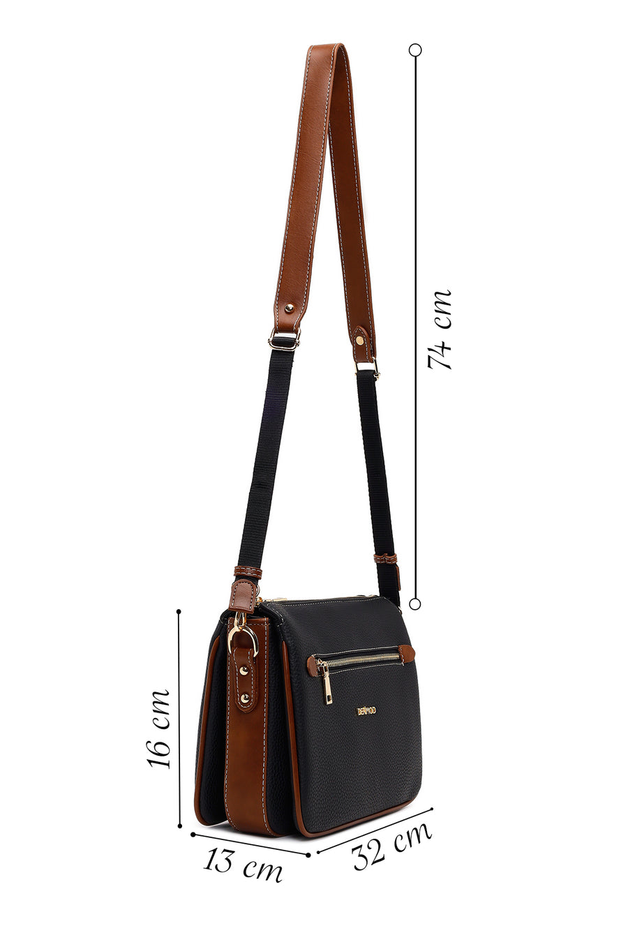Woman Black Long-Strap Crossbody Bag