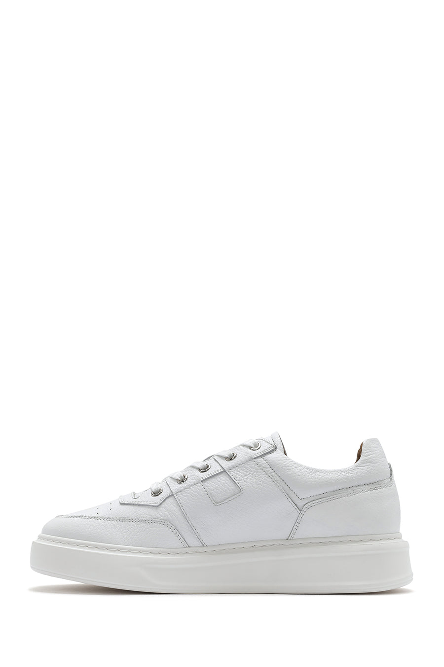 Men's White Lace-up Leather Sneaker