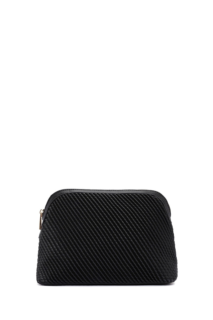 Women's Black Long Strap Quilted Patterned Crossbody Bag