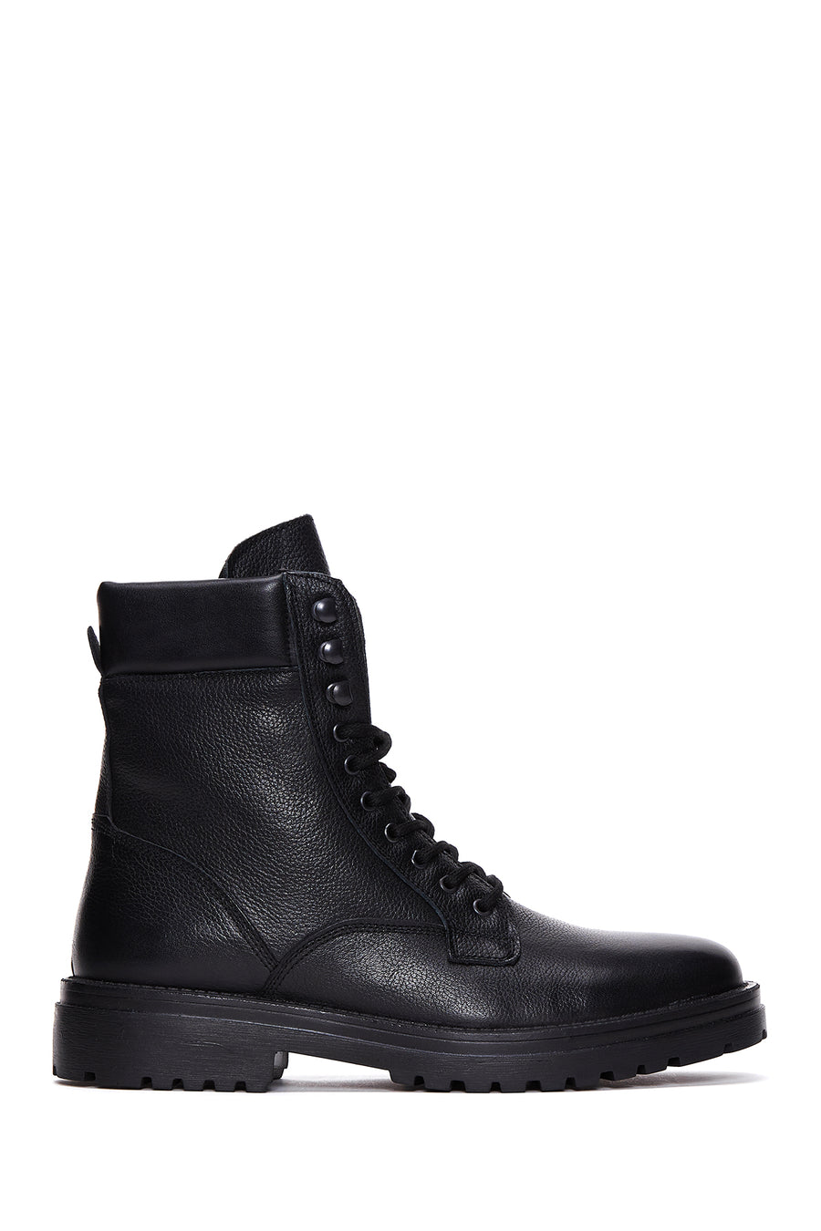 Men's Black Leather Boots Flat Boots 22WFD6181FT | Derimod