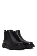 Male Black Thick-Soled Leather Casual Chelsea Boots | Derimod