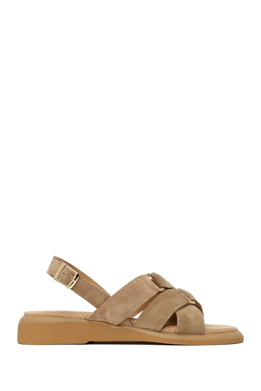 Woman Beige Buckled Suede Sandal 26SFD361910 | Derimod