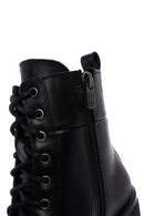 Women's Black Leather Zippered Platform Heeled Boots | Derimod