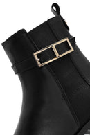 Women's Black Zippered Leather Boots | Derimod