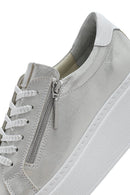 Women's Silver Thick Sole Side Zipper Leather Sneaker | Derimod