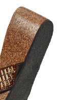 Woman Brown Embellished Wedge-heel Slippers | Derimod