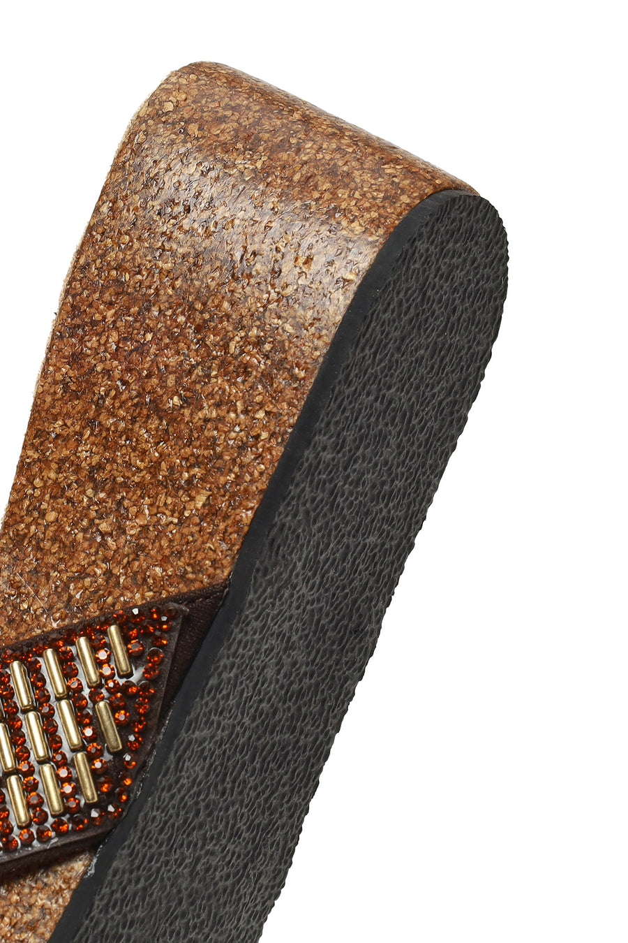 Woman Brown Embellished Wedge-heel Slippers