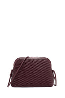 Women's Burgundy Long Strap Quilted Patterned Crossbody Bag | Derimod