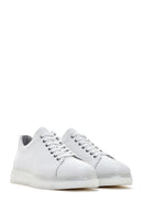 Men's White Thick Sole Lace Up Leather Sneaker | Derimod