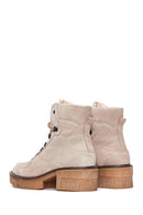 Women's Beige Suede Leather Boots | Derimod