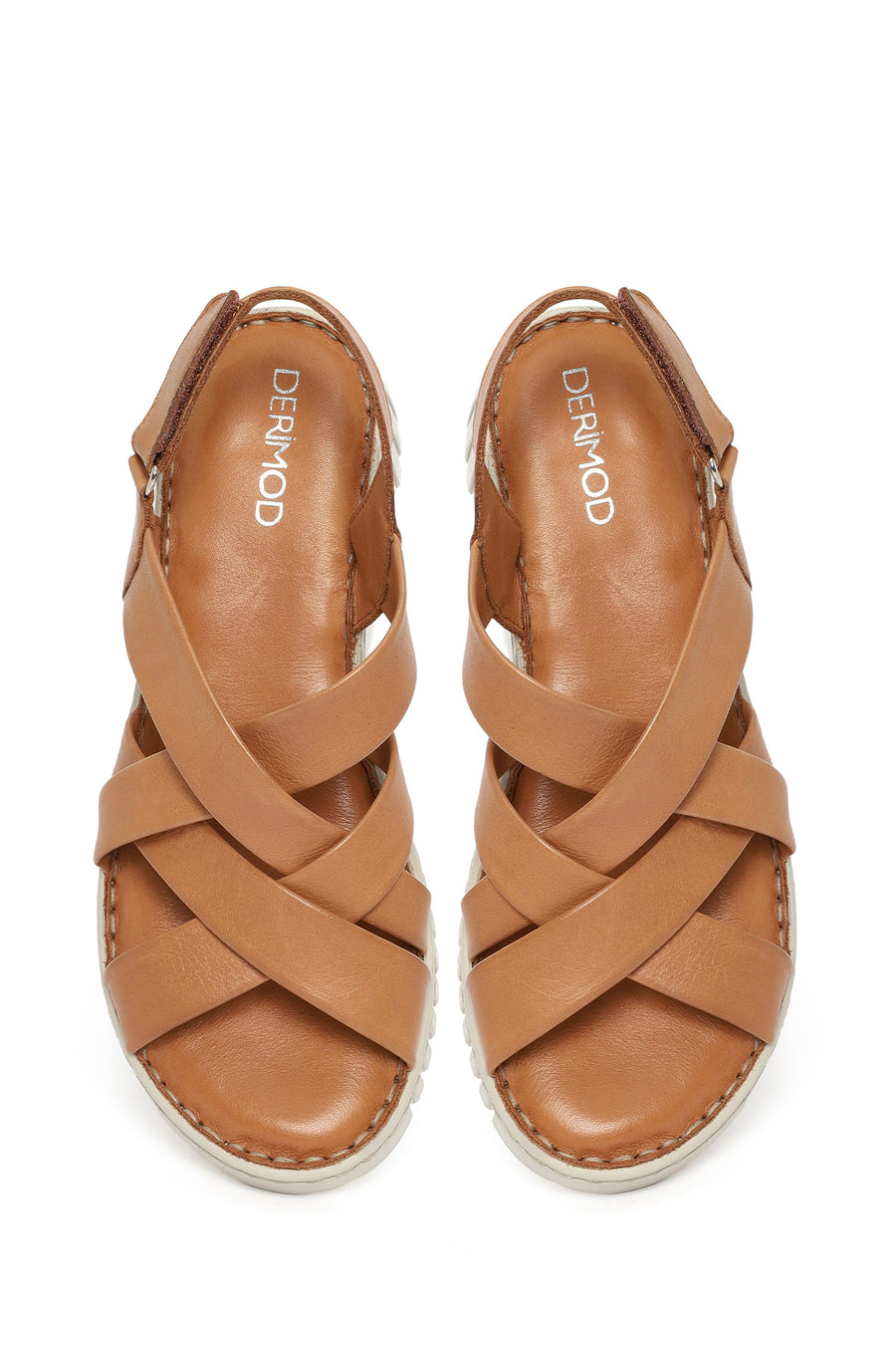 Woman Tan Chunky-Soled Leather Comfort Sandals
