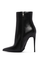 Women's Black Leather Thin Heeled Boots | Derimod