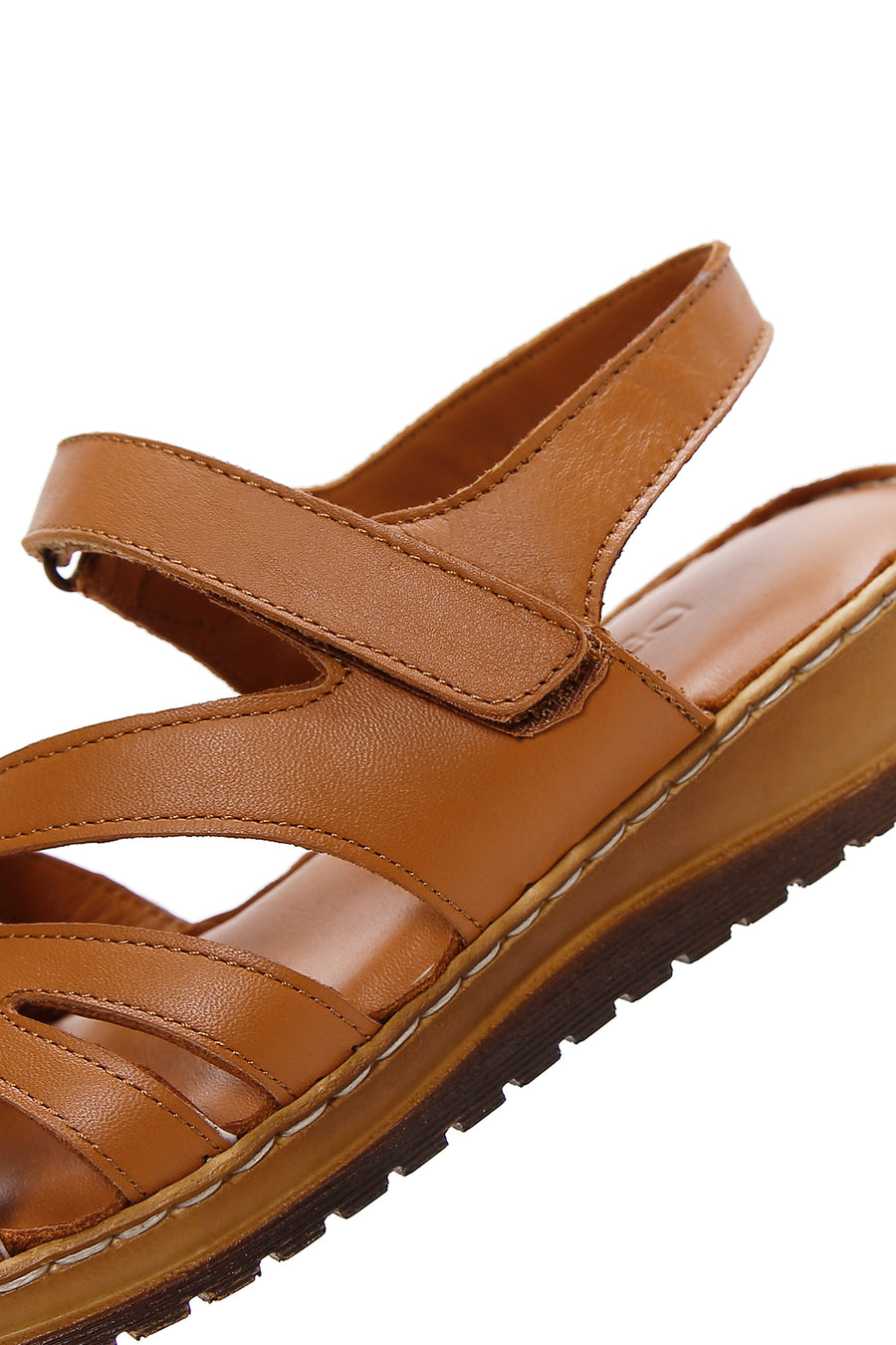 Kadın Taba Bantlı Deri Comfort Sandalet