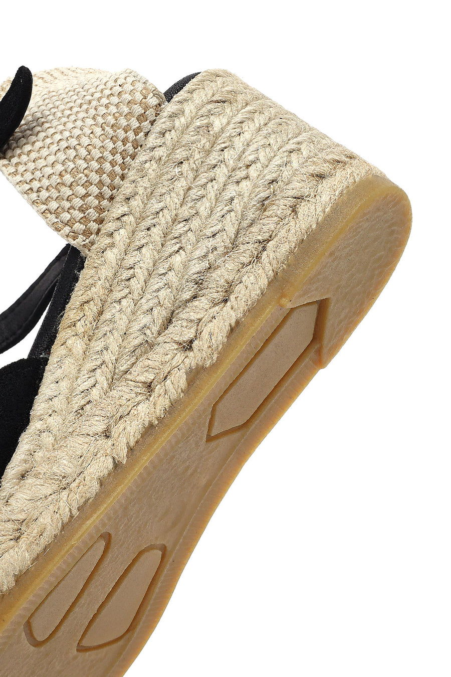 Women's Black Ankle Strap Wedge Heel Suede Leather Espadrille Sandals