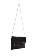 Women's Black Long Chain Strap Quilted Clutch Bag | Derimod