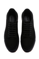 Men's Black Thick Sole Nubuck Leather Casual Sneaker | Derimod