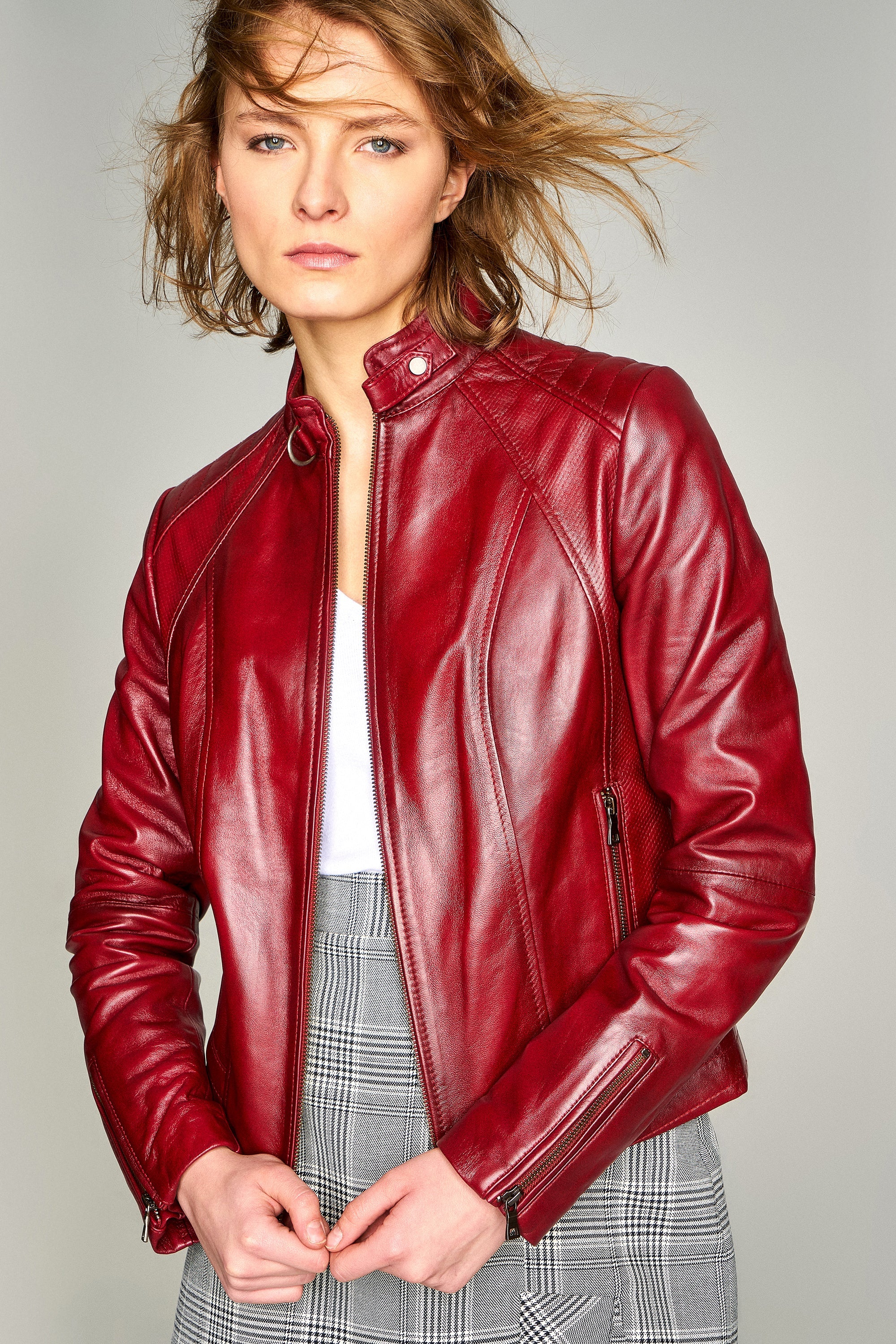 Fanny Women's Leather Jacket 16WGE516147 | Derimod