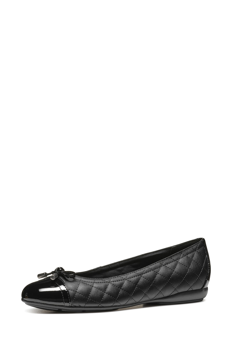 Geox Women's Black Annytah Quilted Patterned Leather Ballerina