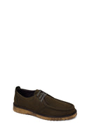 Male Khaki Lace-up Nubuck Leather Casual Shoes | Derimod