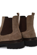 Male Beige Thick-Soled Suede Chelsea Boots | Derimod