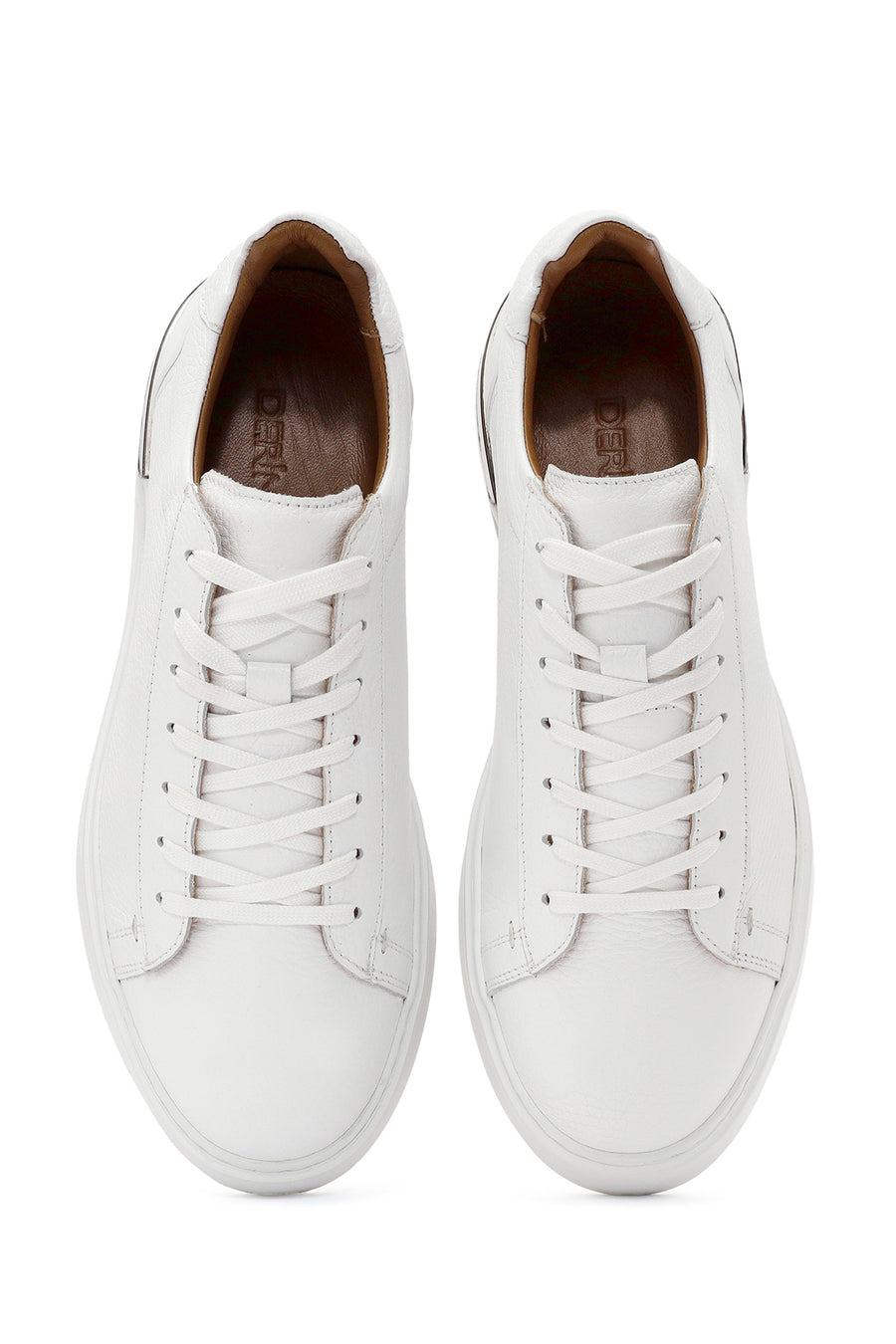 Men's White Lace-up Leather Sneaker
