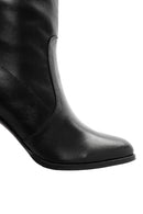 Women's Black Leather Heeled Boots | Derimod