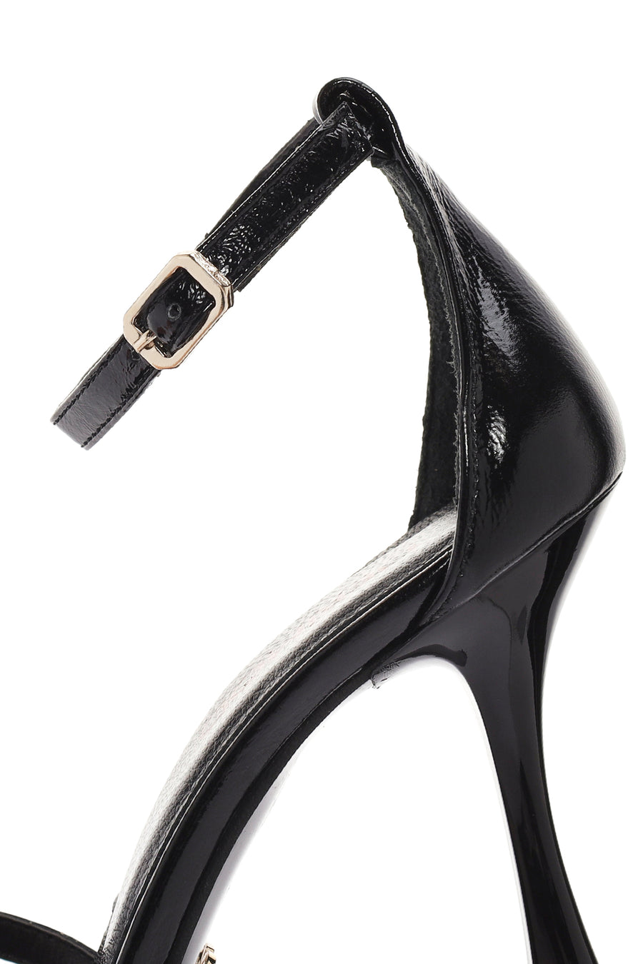 Women's Black Ankle Strap Thin Heeled Leather Sandals