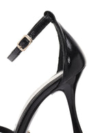 Women's Black Ankle Strap Thin Heeled Leather Sandals | Derimod